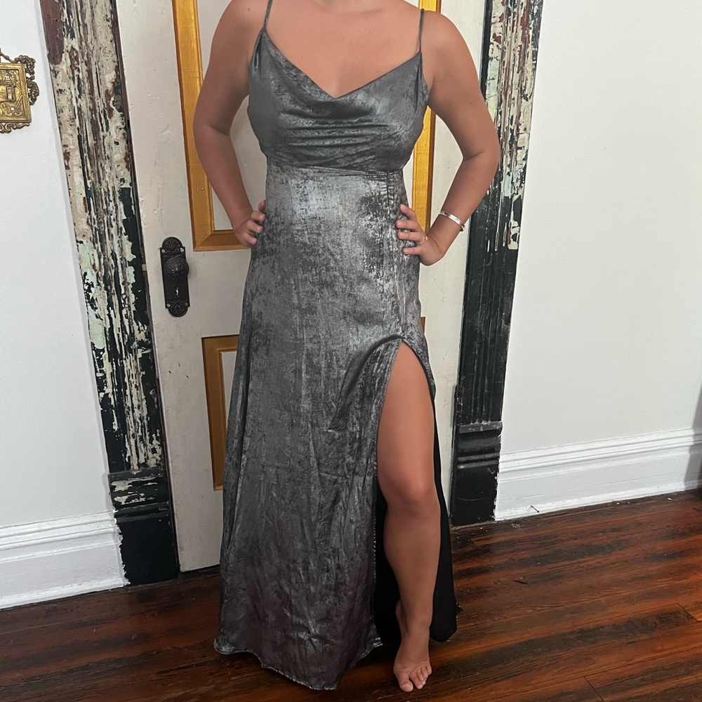Lulus cowl neck maxi dress with side slit